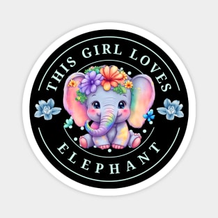 this girl loves elephant cute baby colorful elephant Magnet